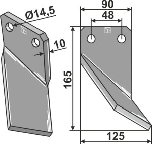 Dent rotative 165x90mm, droit