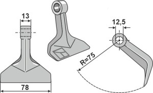 Hamerklepel 78x13mm