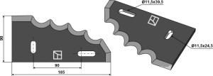 Couteau pour mélangeurs de fourrage, gauche