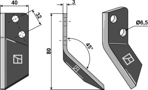 Couteau pour mélangeurs de fourrage, gauche