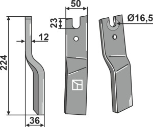 Dent rotative 224x50mm, gauche