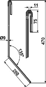 Wiedegtand Ø9mm, rechts