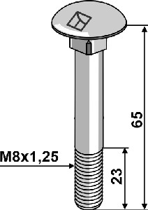 Slotbout M8x1,25x65 verzinkt met moer