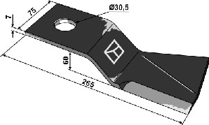 Klepel 265x75mm - rechts