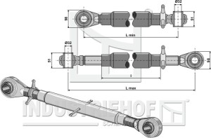Topstang met geharde kogels M36x3