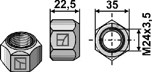 Metaalmoer met klemdeel M24 - DIN 6925 verz. 8.8