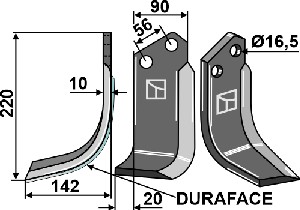 Couteau DURAFACE 220x90mm, gauche