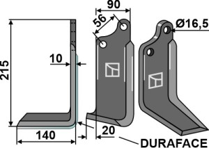 Couteau DURAFACE 215x90mm, gauche