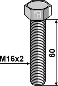 Zeskantmoer M16x2x60 zonder moer - Verzinkt