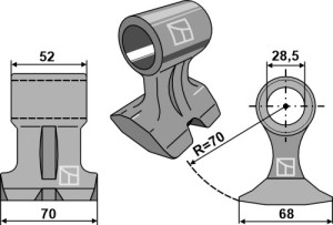 Hamerklepel 70x52mm