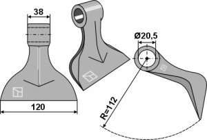 Hamerklepel 120x38mm