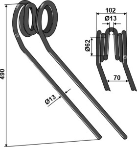 Wiedegtand Ø13mm, rechts