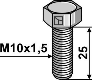 Zeskantmoer M10x1,5x25 zonder moer - Verzinkt