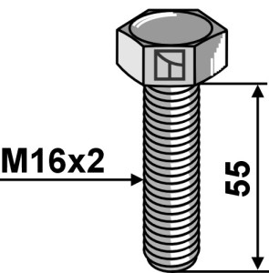 Zeskantmoer M16x2x55 zonder moer - Verzinkt