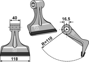 Hamerklepel 118x40mm - PTA