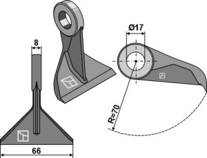 Hamerklepel 66x8mm