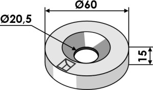 Afstandsbus Ø60x15xØ20,5