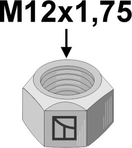 Moer M12x1,75 - verzinkt - linkse draad