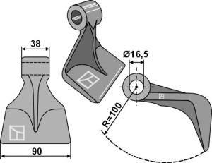 Hamerklepel 90x38mm