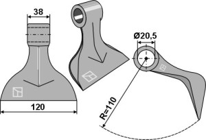 Hamerklepel 120x38mm