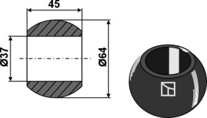 Kogel voor hefarmvanghaken cat. III - BLACK LINE