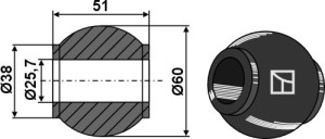 Kogel voor topstang-vanghaken Cat. III-II - BLACK LINE