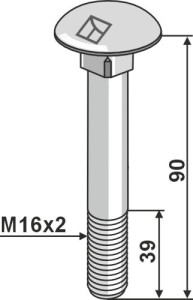 Slotbout M16x2x90 verzinkt zonder moer