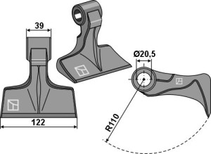 Hamerklepel 122x39mm