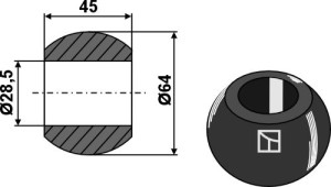 Kogel voor hefarmvanghaken cat. III-II - BLACK LINE