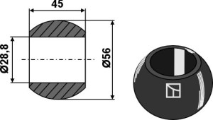 Kogel voor hefarmvanghaken cat. II - BLACK LINE
