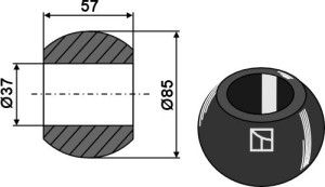 Kogel voor hefarmvanghaken cat. IV-III - BLACK LINE