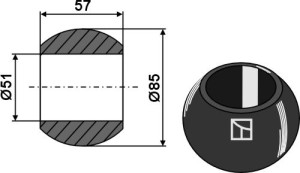 Kogel voor hefarmvanghaken cat. IV - BLACK LINE
