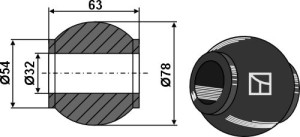 Kogel voor topstang-vanghaken Cat. III-IV - BLACK LINE