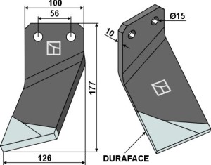 Dent rotative DURAFACE 177x100mm, gauche