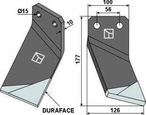 Dent rotative DURAFACE 177x100mm, droit