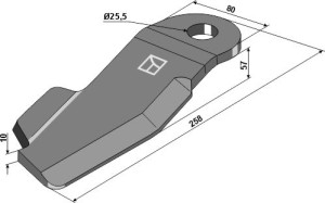 Klepel 258x80mm - links