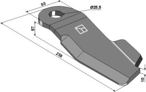Klepel 258x80mm - rechts
