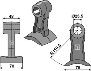 Hamerklepel 70x48mm