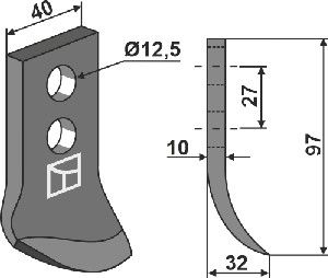 Mes voor grachtenfrees 97x40mm