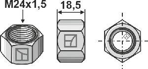 Écrou M24x1,5 - galvanisées - filet à gauche