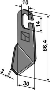 Vleugelmes geslepen 86,4x30mm - rechtse uitvoering