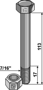 Zeskantmoer 7/16'' met borgmoer