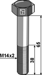 Hexagon bolt M14x2x65 without nut