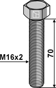 Zeskantmoer M16x2x70 zonder moer - Verzinkt
