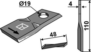 Rotary mower blade 110x48mm