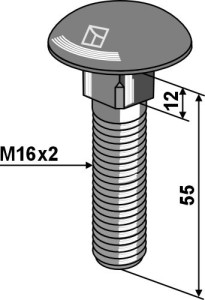 Slotbout M16x2x55 verzinkt zonder moer