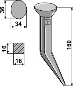Weld-on harrow teeth with collar - natural hard